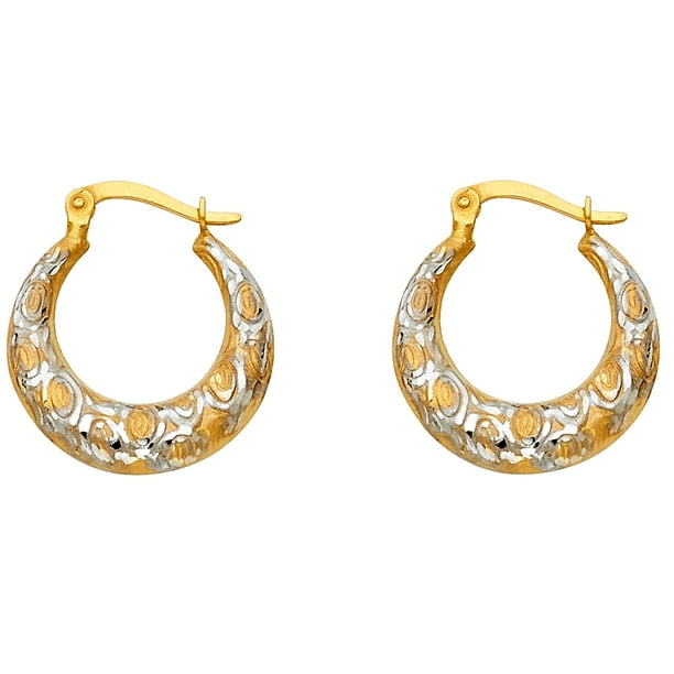 10mm x 15mm Solid 14k Gold Two-Toned Fancy Earrings 